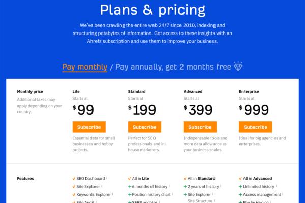 ahrefs pricing